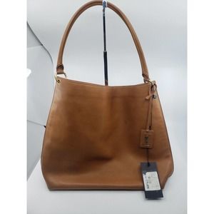 Saint Laurent YSL Women Tag Hobo Bag in Smooth Saddle Leather BROWN $2390